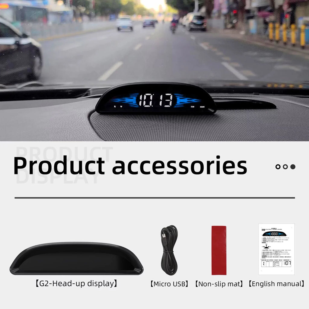 Screen Driving Car Vehicle Overspeed HUD SpeedTimeDirectionMileage Alarm Head-up Display Display Navigation Speedometer Dual Digital GoolRC System with Alarm Fatigue
