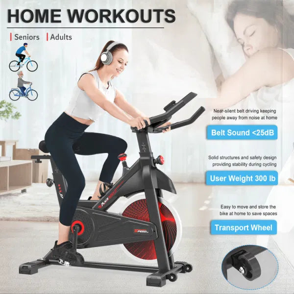 Bike Exercise Comfortable Home Stationary, with Cycling Workout Fitness Bike Gym