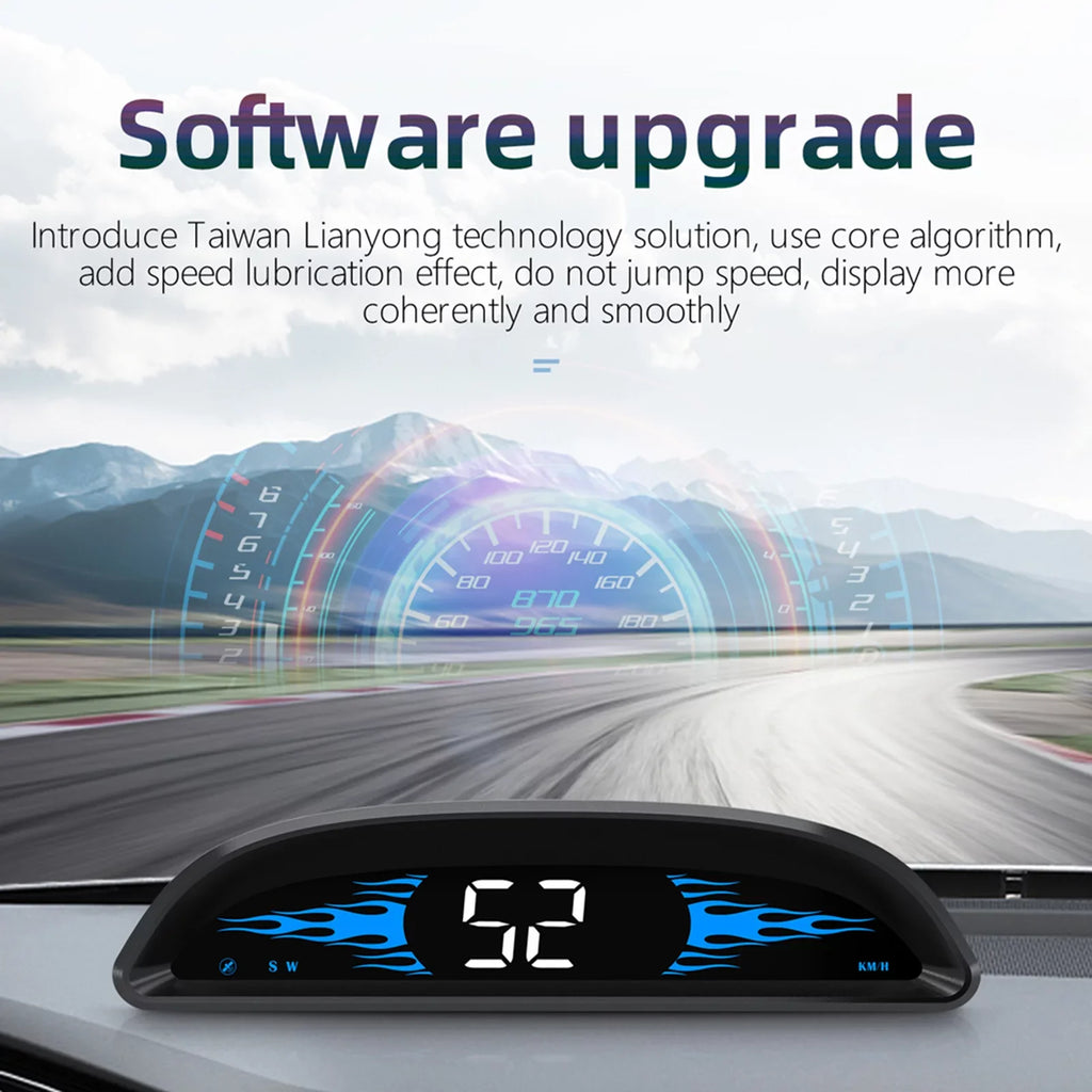 Screen Driving Car Vehicle Overspeed HUD SpeedTimeDirectionMileage Alarm Head-up Display Display Navigation Speedometer Dual Digital GoolRC System with Alarm Fatigue