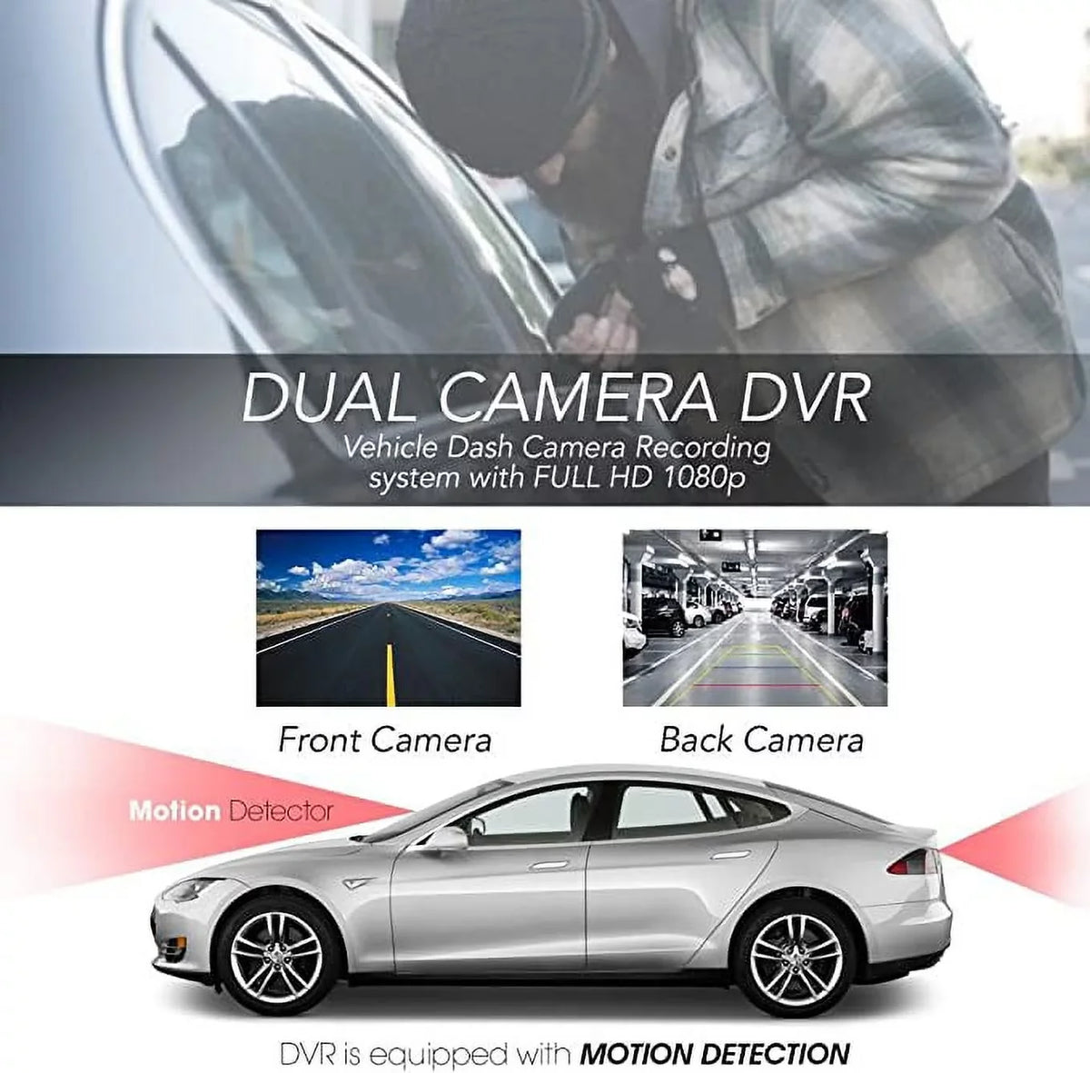 Screen View Dual Dash Rearview System Pyle Video Cam 1.5” Camera Recording Monitor DVR Digital Rear