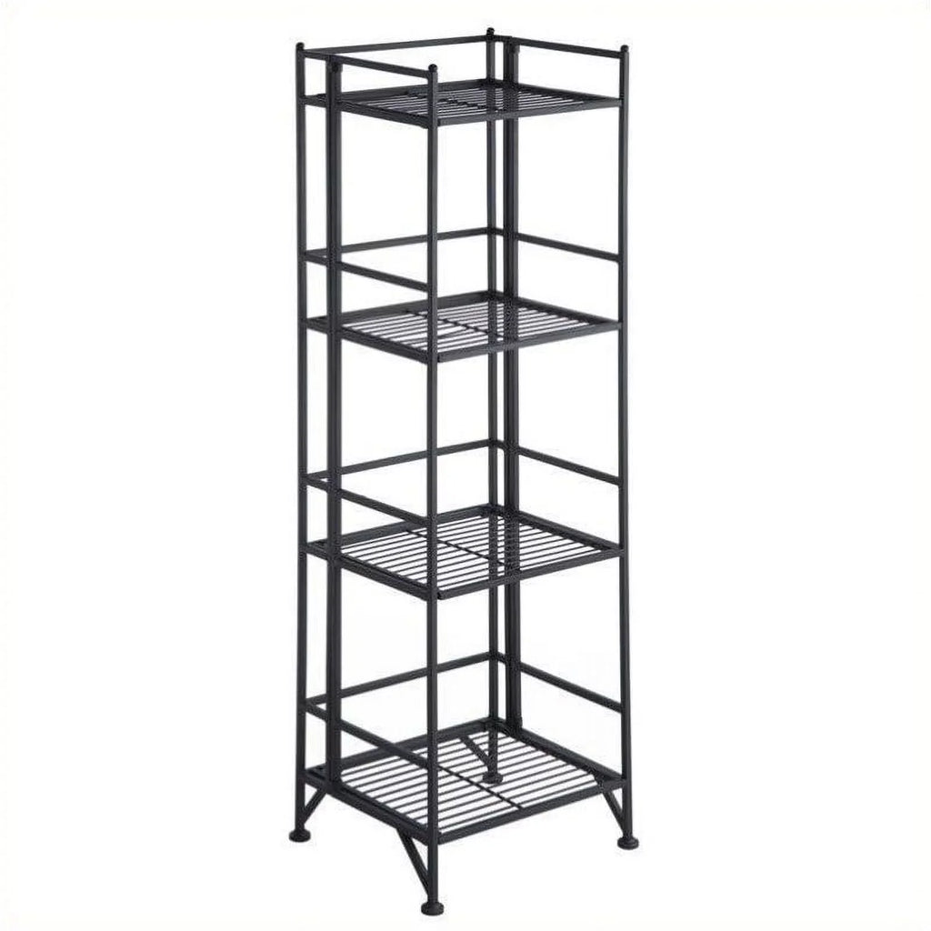 Tier Row Folding Black in Unit Transitional Metal Pemberly Shelf 4
