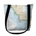 16 in. Tote Medium Map to Point, Nautical FL Bag x 16 Horseshoe Crystal River -