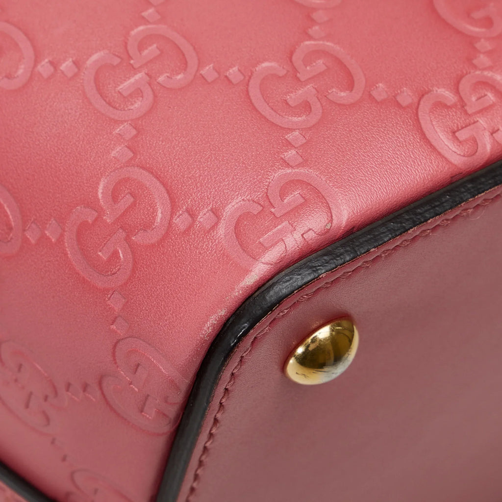 Calf Leather Authenticated Guccissima Pre-Owned (New Pink Defects) Unisex Satchel with
