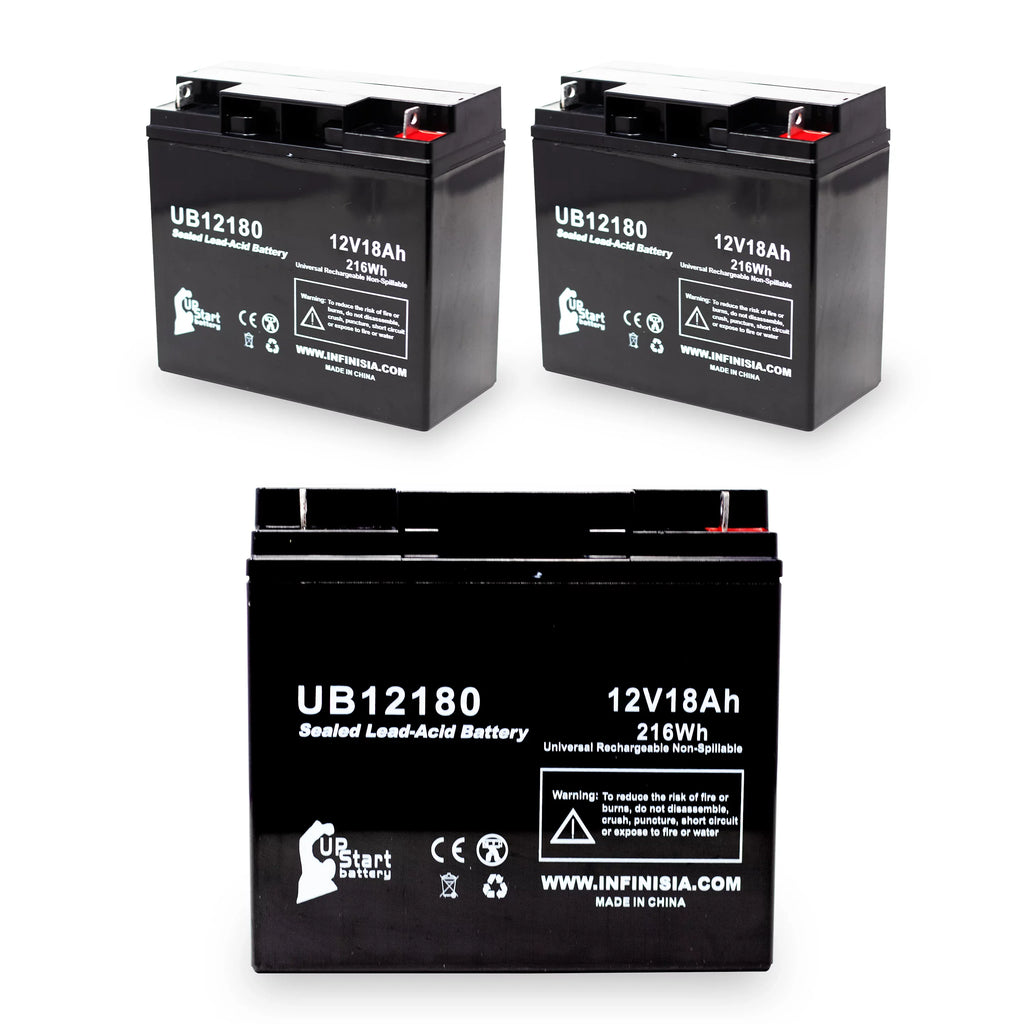 Acid (12V, Terminal, Pack OF CSB T4 Battery - Universal Battery Lead BATTERY Replacement SLA) 18Ah, 18000mAh, Compatible UB12180 - 3x AGM, GP12170 Sealed AMERICA