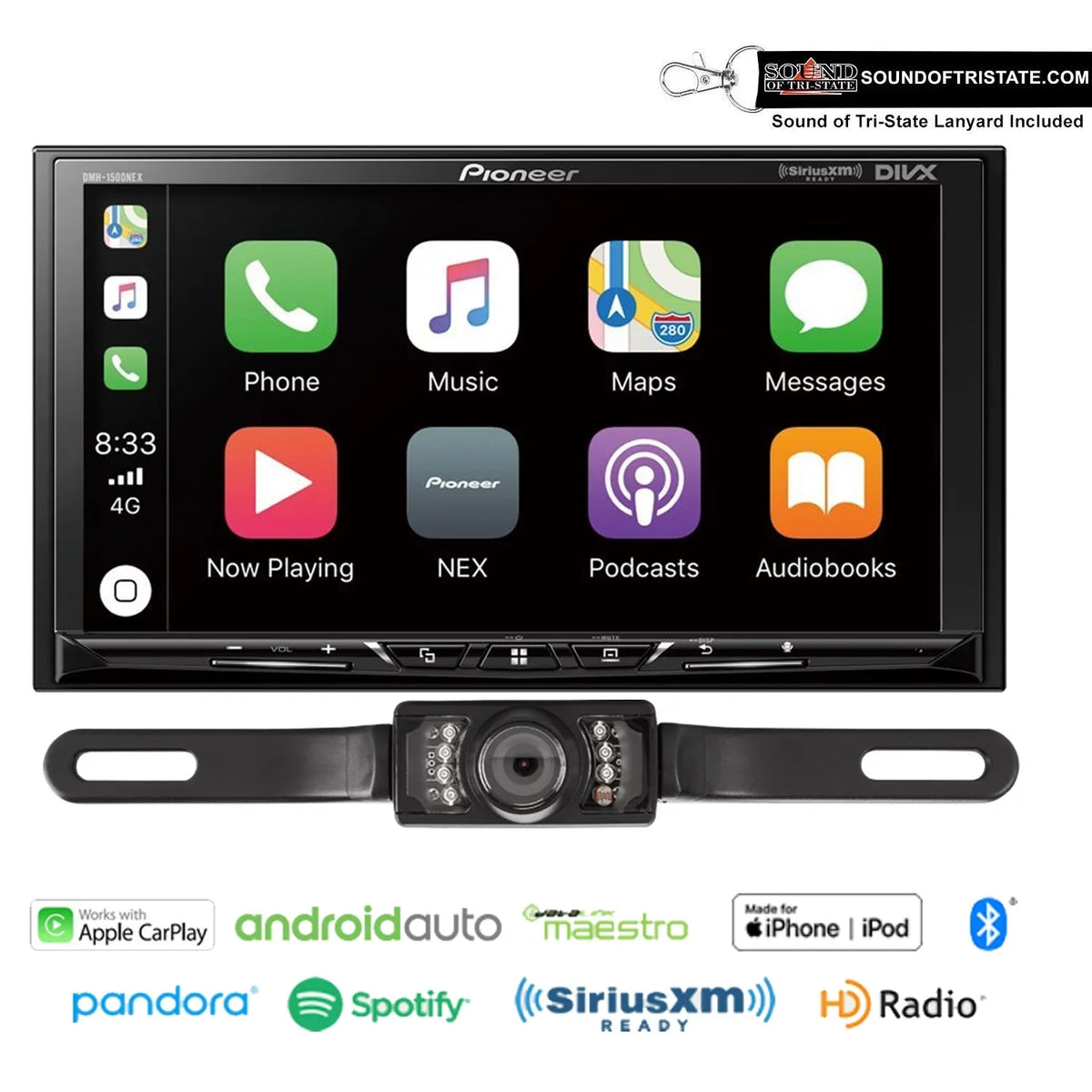 Receiver Digital 7" Camera Media with Plate Pioneer Backup License DMH-1500NEX