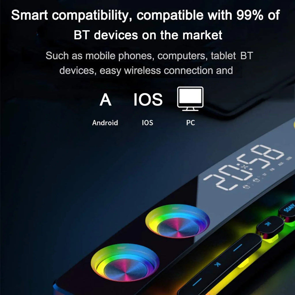Box Clock Smartphone Surround Computer for Subwoofer Audio PC Speaker Input 3600mAh Sound Sound Player Stereo Tablet Bass Music Laptop Bar Speaker BT HiFi Wireless Game 3.5mm soaiy/SH39 Stereo MP3 3D