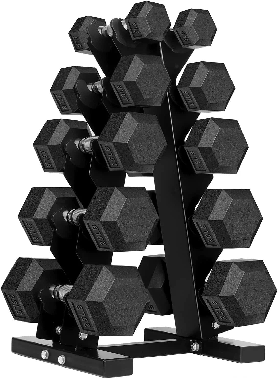 Dumbbells 150 Hex Dumbbell Coated Rack Pound Set with Rubber and