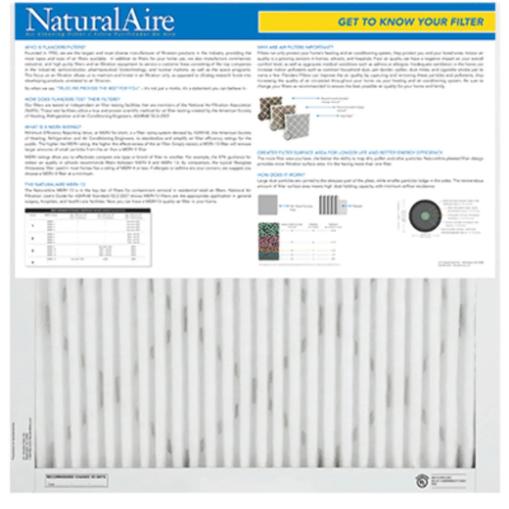 10x20x1 Filters NaturalAire 13 (12 pack) MERV Ultra Healthy 95003.011020