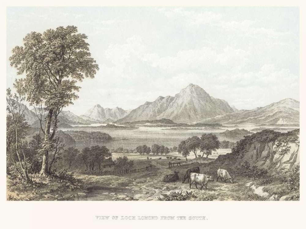 View Framed with 14x12 Ornate Print Art Gold Loch Unknown Titled Wood Museum Lomond Double of - Matting