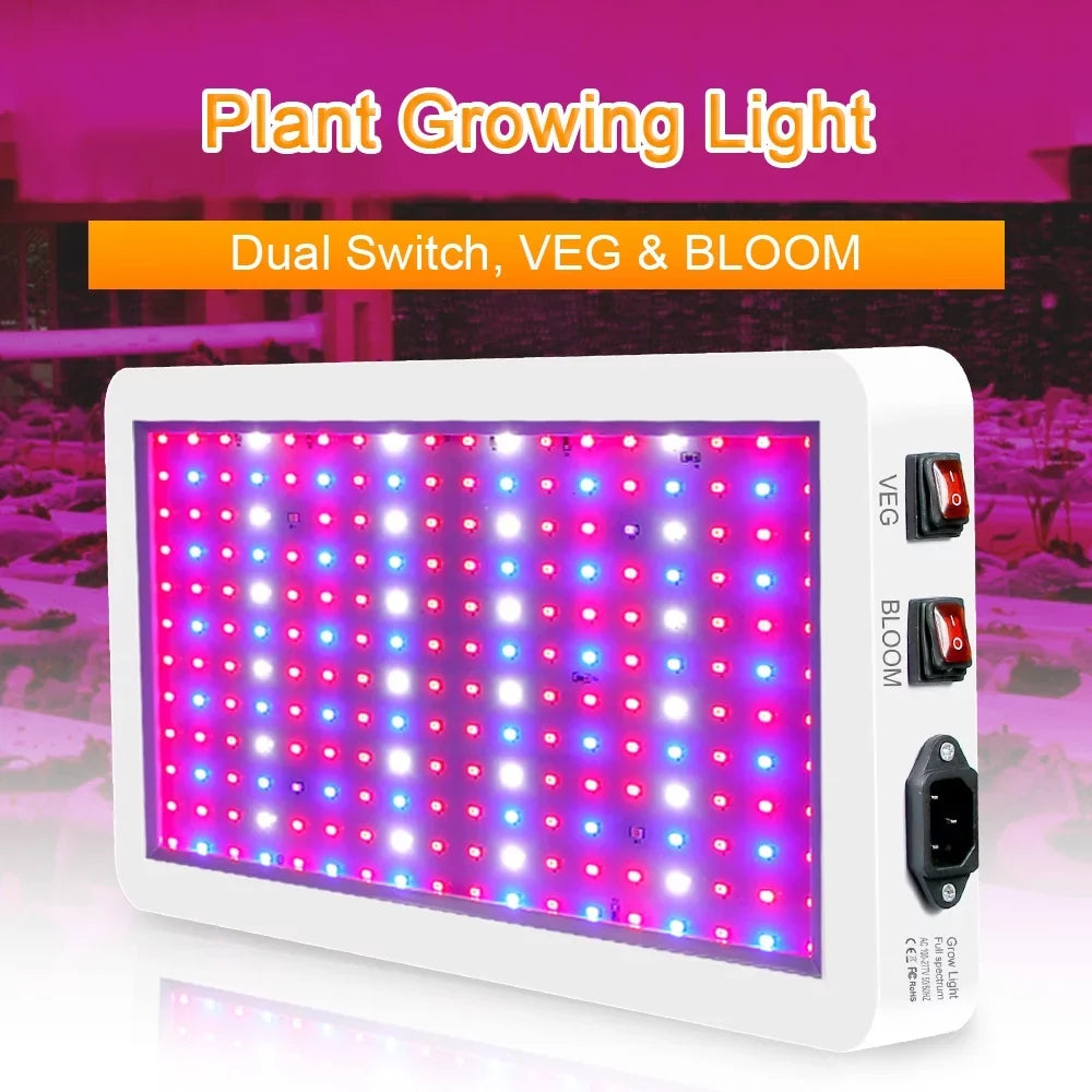 Abanopi Seedlings Plants 312 Spectrum for 2000W and Switch Bloom Greenhouse IP65 LED Veg Waterproof LEDs Indoor for Flowers Full Dual Plant Growing Grow Lamps Light Hanging
