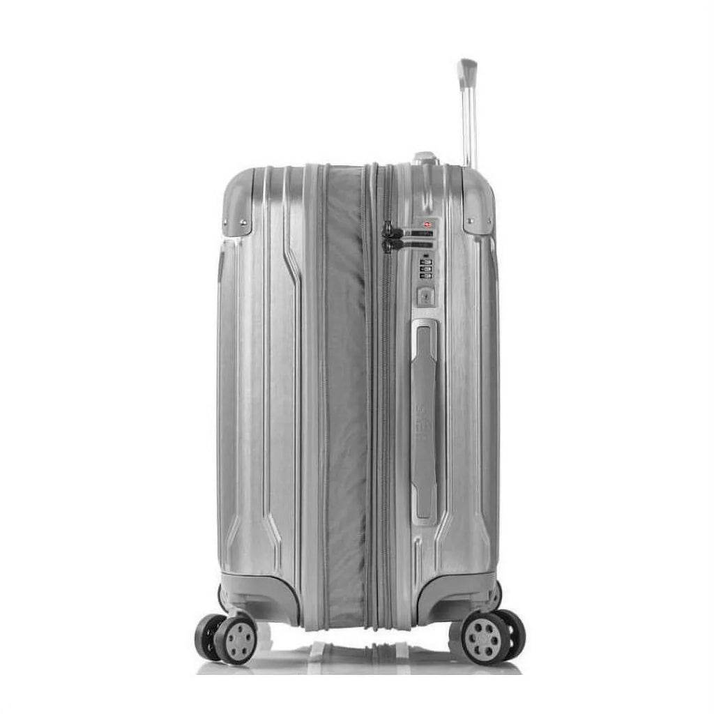 Heys Xtrak Combination Lock, Wheels TSA with 21-Inch Luggage Handle Carry-On Telescopic Expandable, System Spinner Silver Lightweight,