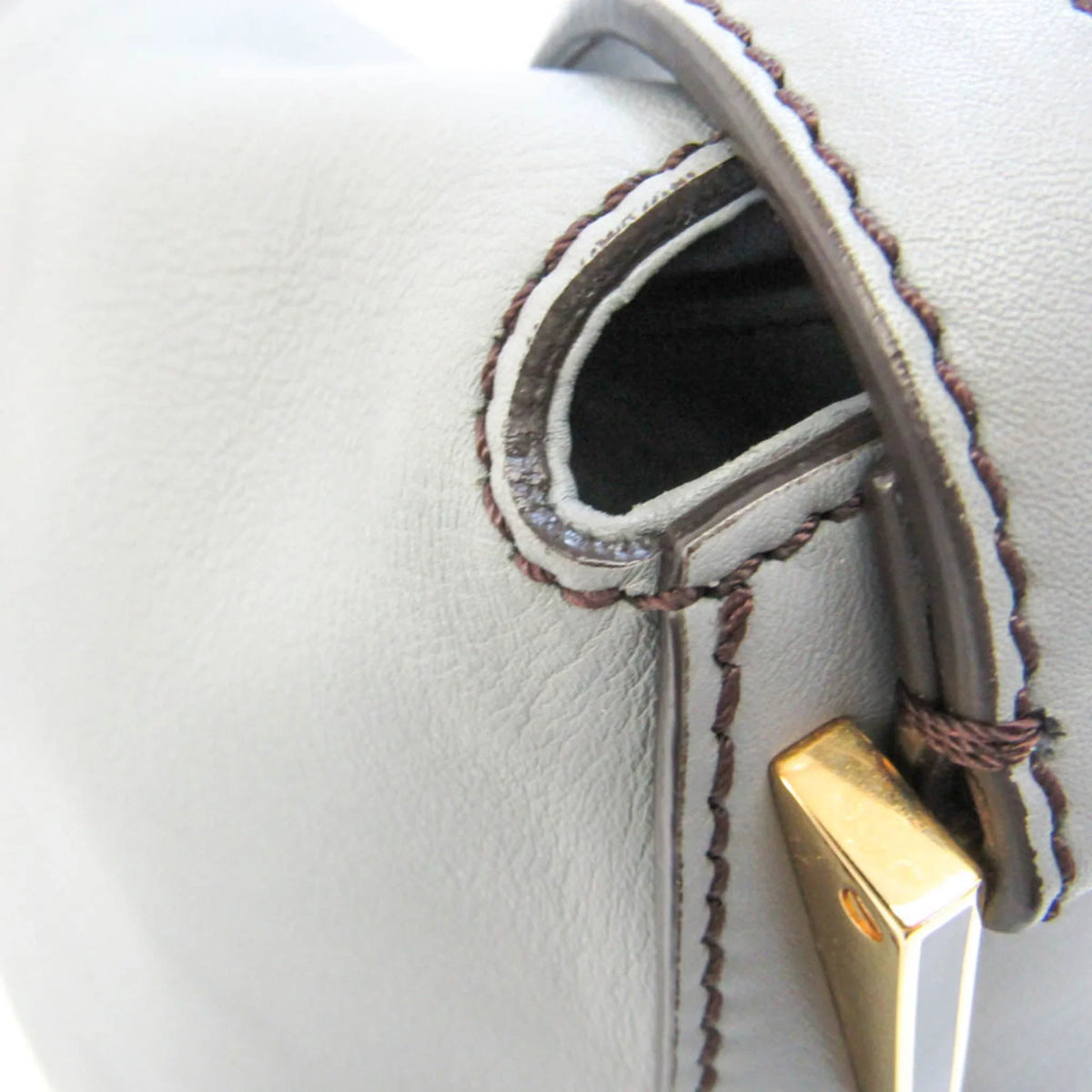 (Good) Bag Shoulder Bucket Leather Gray Women's Mamma Fendi Pre-Owned Big 8BR638