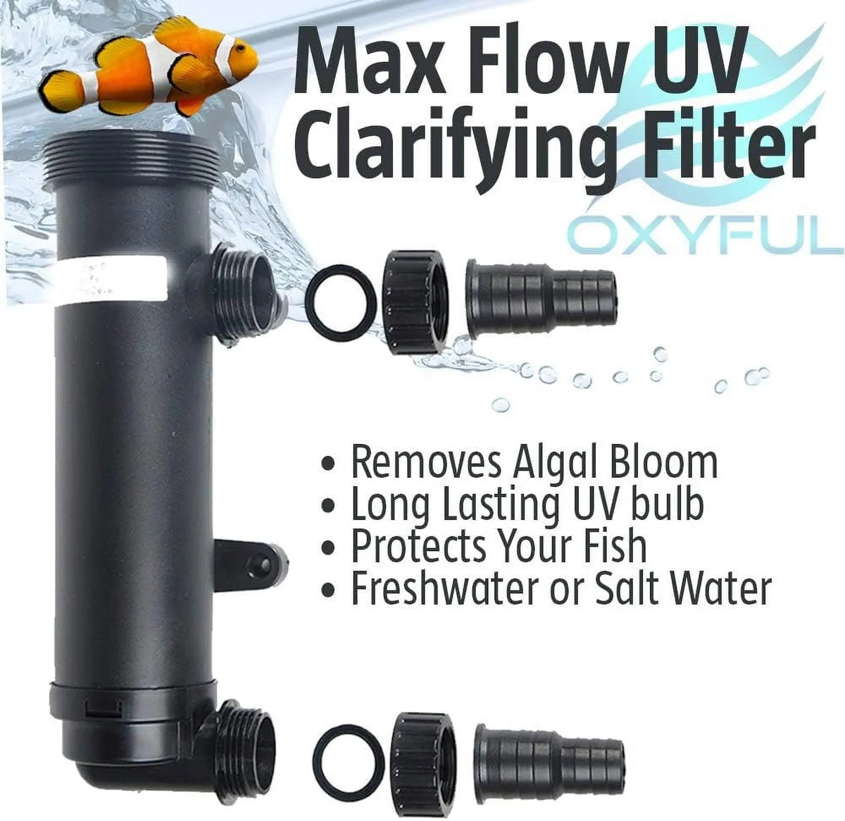 Koi Clarifier Lamp UV For Pond Ultraviolet Light 9W Non-Submersible Fish Filter 11" Aquarium