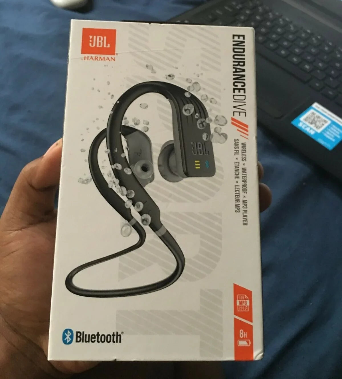 JBL Headphones Red Player Sports ENDURDIVEBLK Endurance MP3 with - DIVE Wireless