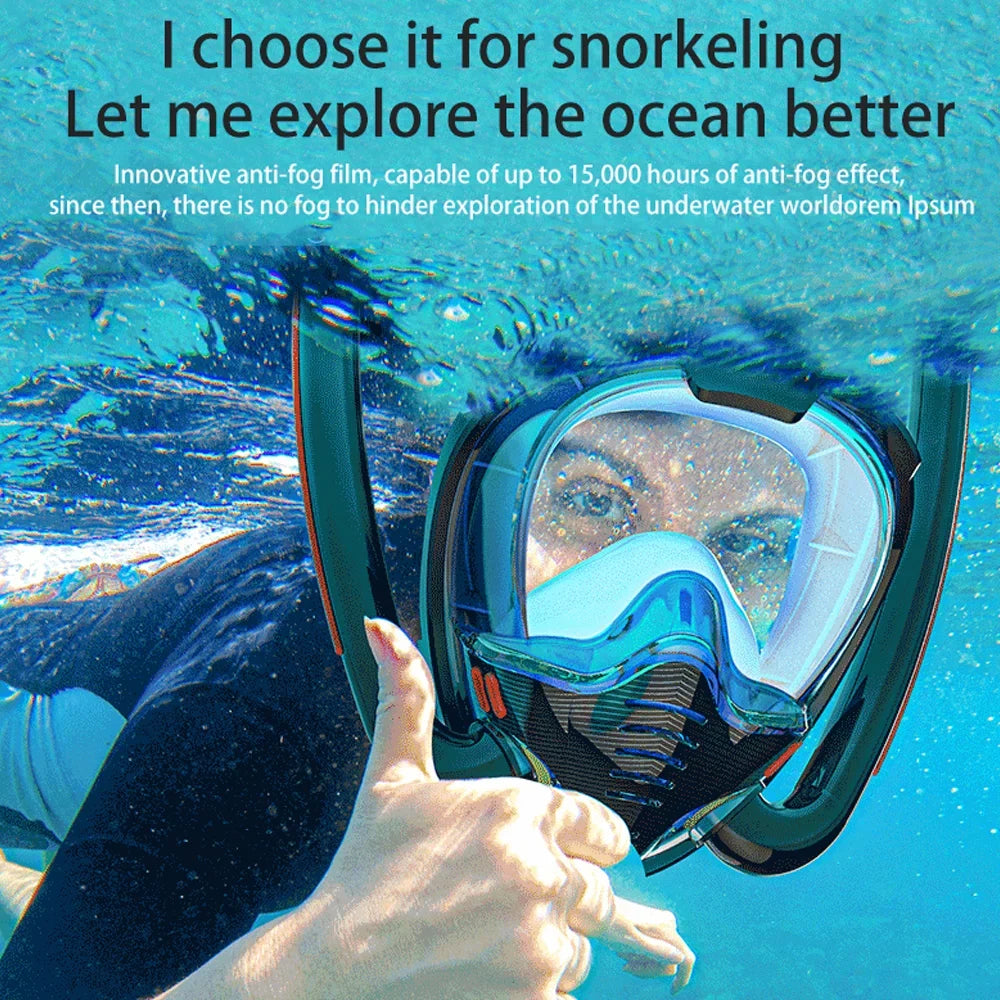for Snorkeling Mask Silicone Full Snorkeling Diving Diving Tube Double Goggles Drying