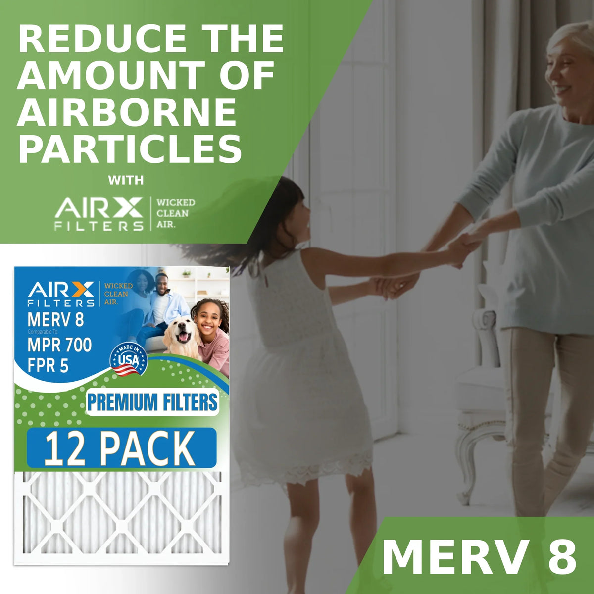 & - by Filter AIR. Comparable Air 700 of WICKED in Pack FILTERS Made 18x18x1 to Furnace MPR CLEAN 5 12 AIRX Rating, FPR 8 MERV USA Filters