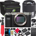 Dual Lens ILCE-7C/S Silver Camera a7C with Gear + 30mm Body DN & 302965 + Deco Charger F1.4 Extra + Bag & 64GB Full Battery Accessories Frame Contemporary Sigma Card Bundle Mirrorless +Tripod DC