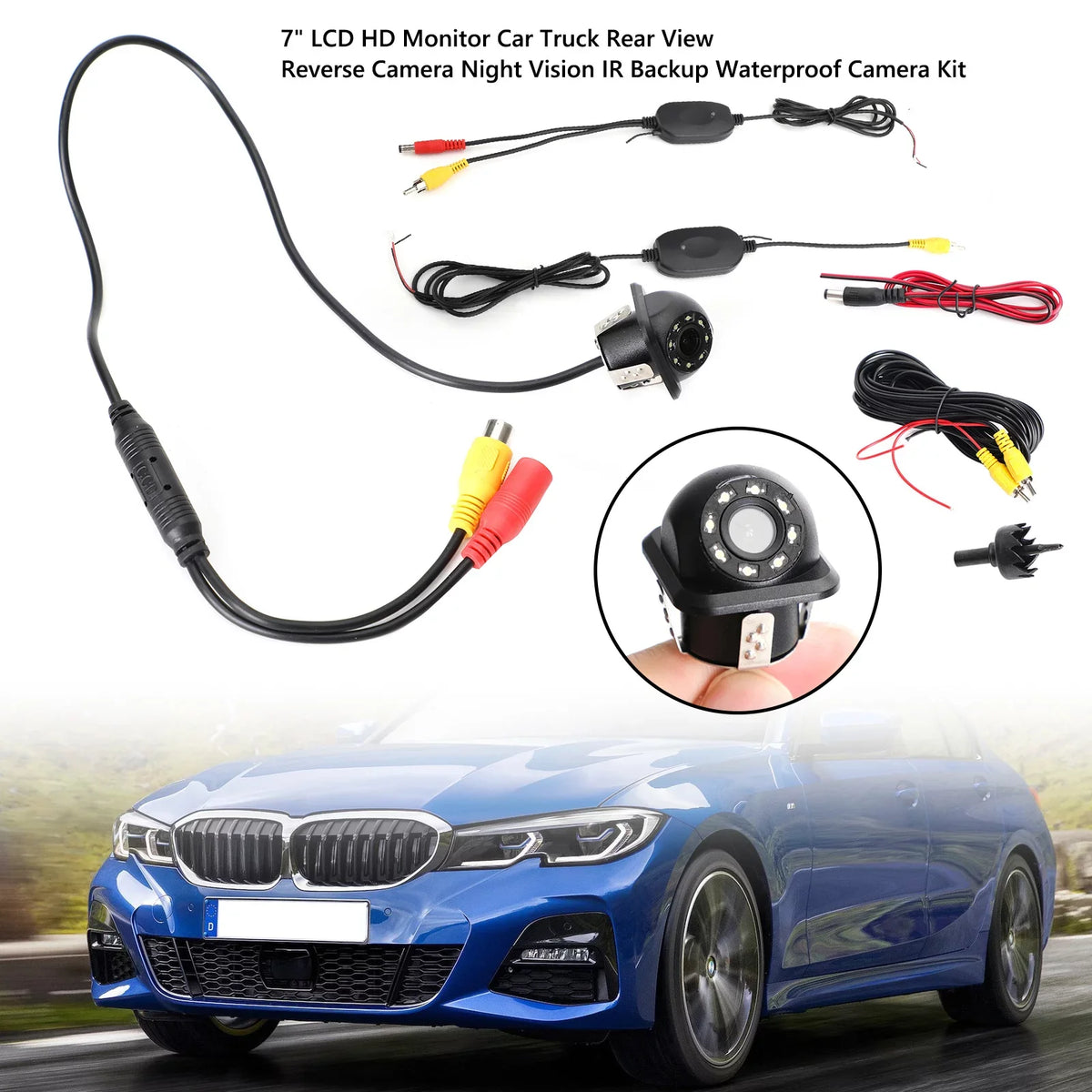 Car Reverse Backup 170° 8 View Night Rear Kit Wireless View CMOS LED Camera HD