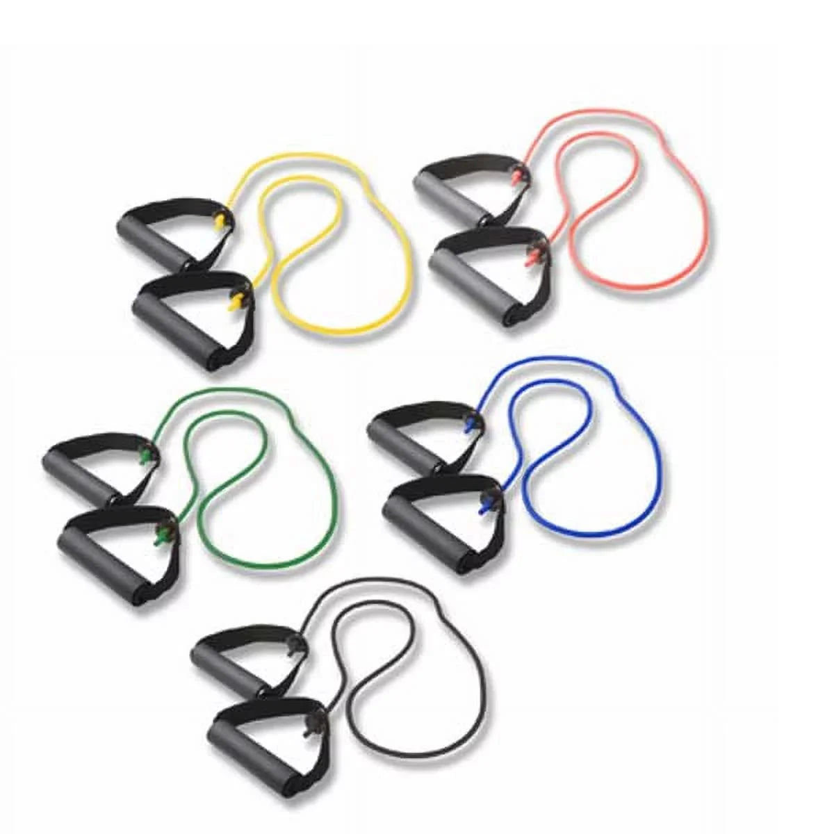 48in. w/ Yellow, Cords Black Band Handles Included (Set) - Tubing Exercise 5 Fitness Resistance Cando -