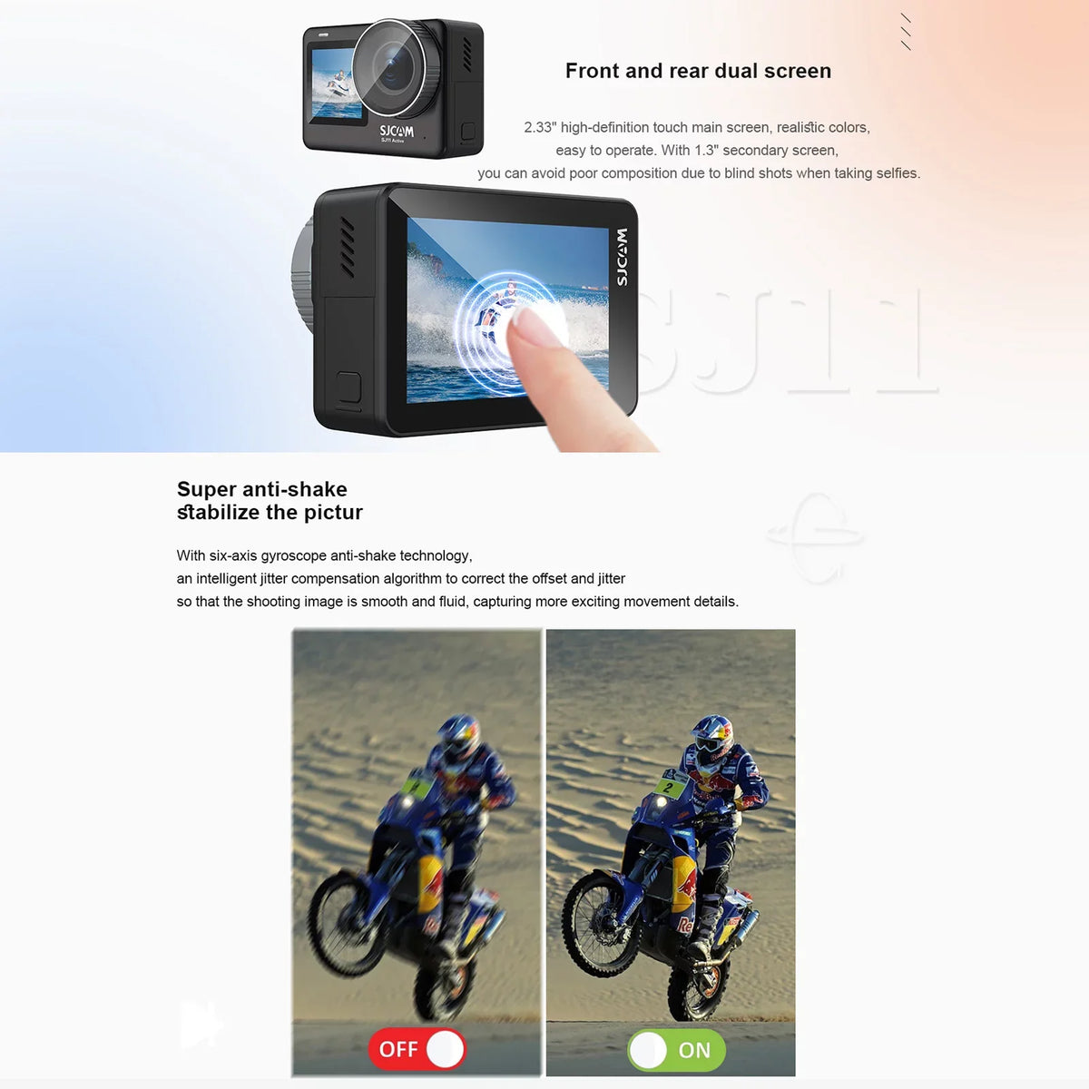 Portable Camera with Camera Yabuy Screen 20MP SJ11Active Waterproof -shaking Case Adapters Camera Live Support Streaming Dual Action Action Waterproof