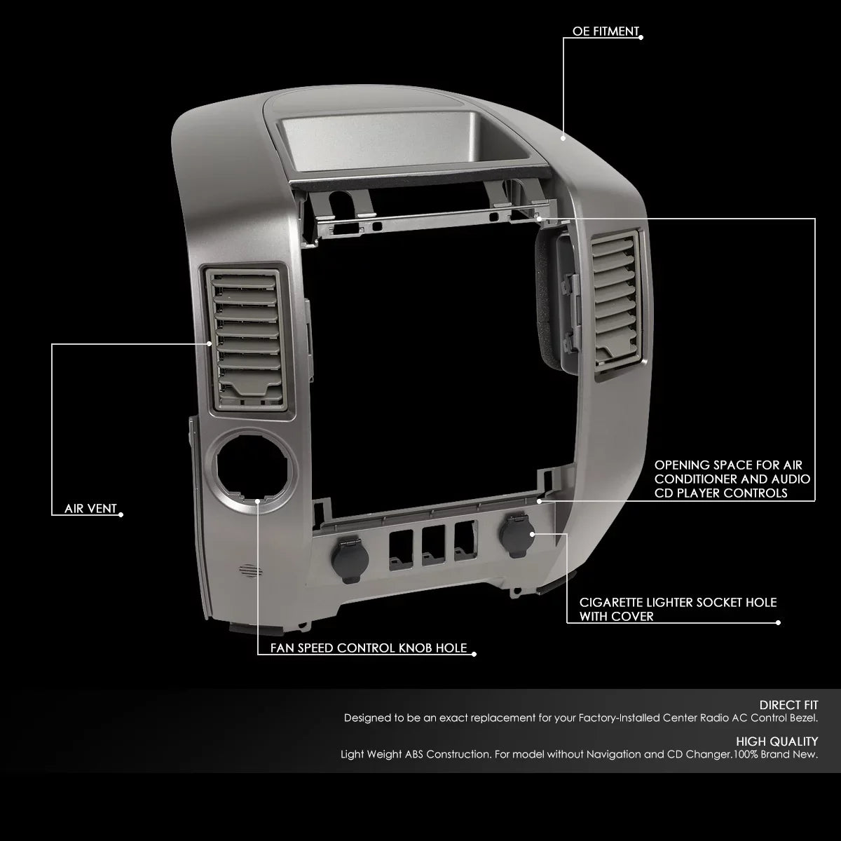 Panel For Bezel ZTL-Y-0163 Speaker XE Armada 2006 to without Motoring Lid 05 Instrument Panel Nissan Console Factory Titan Style SE DNA Center 2004