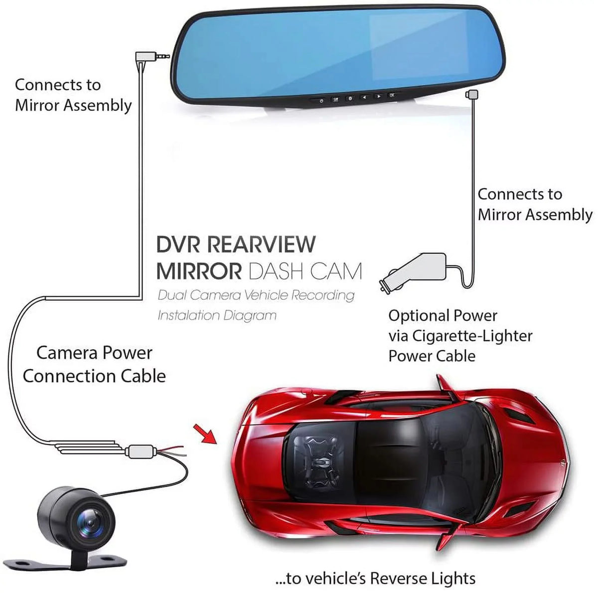 Dash System HD 1080p Vehicle Rearview Mirror 4.3" Recording Camera Cam Pyle Dual