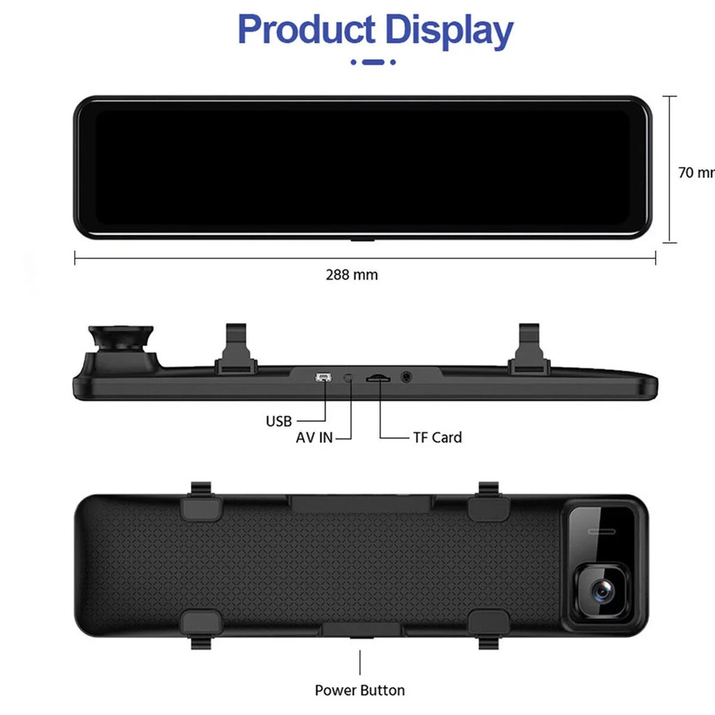 Dash Screen Camera Touch for Front Car 12inch Camera Dual 4K Backup Ele-mall Rear Cam, Wide Dual Dash w/Night Angle Car G-Sensor Vision