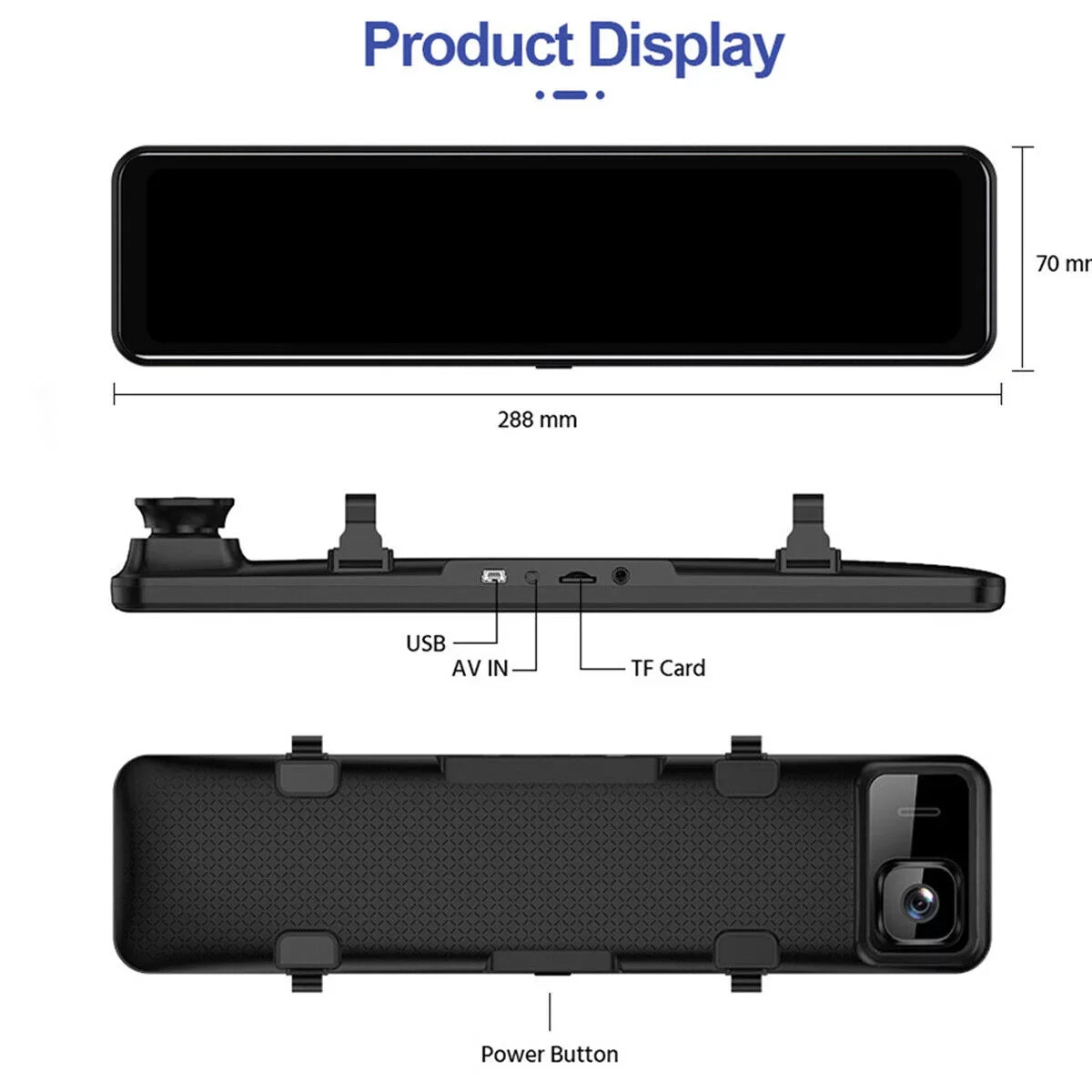 Dash Screen Camera Touch for Front Car 12inch Camera Dual 4K Backup Ele-mall Rear Cam, Wide Dual Dash w/Night Angle Car G-Sensor Vision