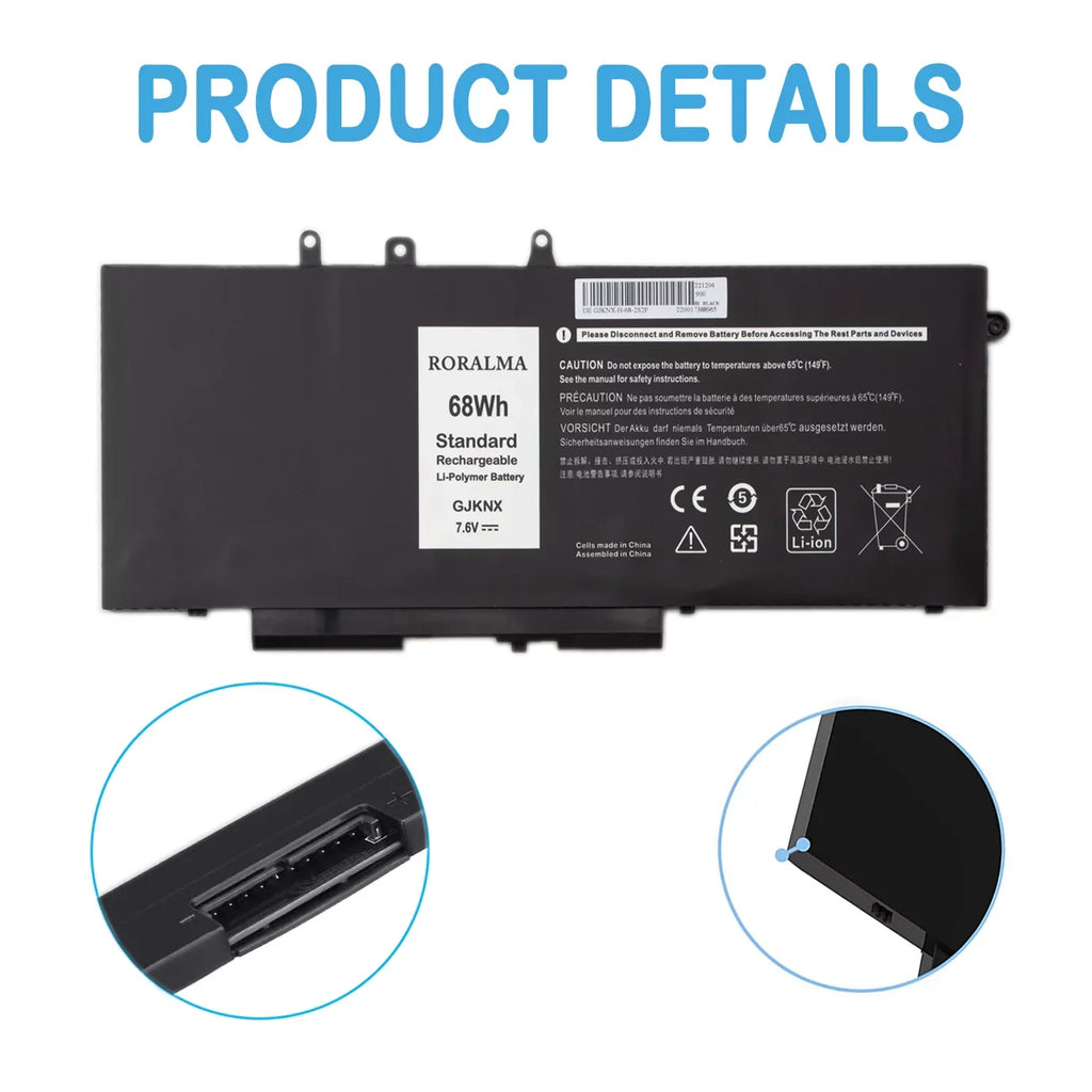 68Wh 3520 for 5488 E5590, 451-BBZG 5280 5480 5495 5288 GD1JP E5490 E5480 Series DY9NT E5580 5580 5590 GJKNX Laptop Latitude Battery 5591 5491 5490 Notebook 5YHR4 Precision 15 3530