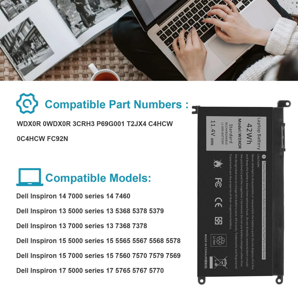 0FC92N 0WDX0R,FC92N Battery WDXOR WDX0R For