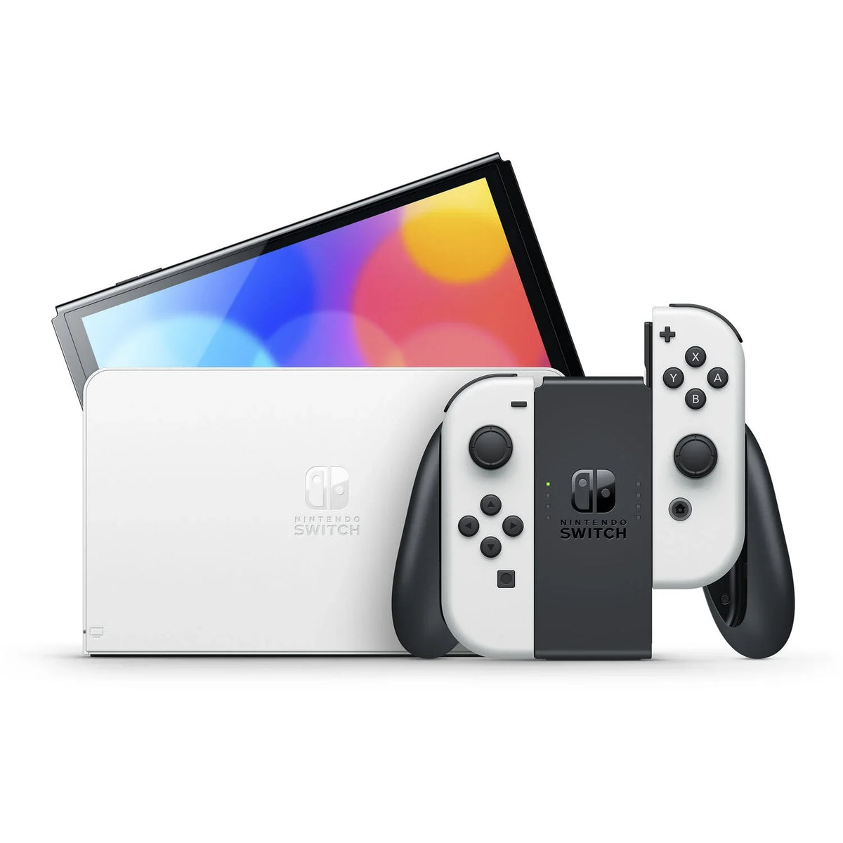 Switch Joy‑Cons with Mario and OLED Nintendo Wonder Super White Bros Bundle