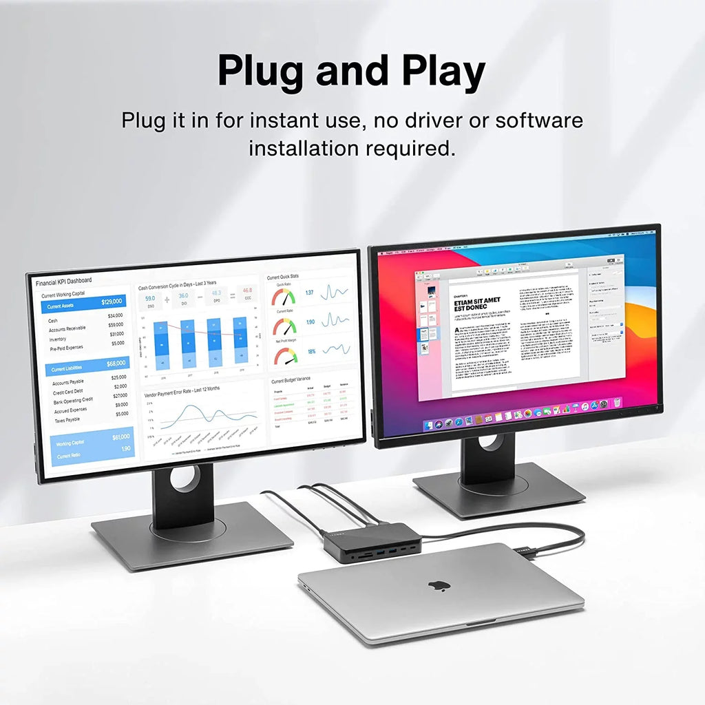 Dual USB Station 2 Pro MacBook iVANKY VCD03-US Docking 4K@60Hz Adapter, in Power C 12 180W Station