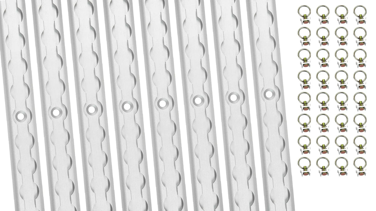 Aluminum Stainless for Down L-Track Heavy Vans Tie L-Track Enclosed Trailers 4ft w/ Duty (32 System Ring Stud Pcs) Steel (8 Cargo and Pcs)
