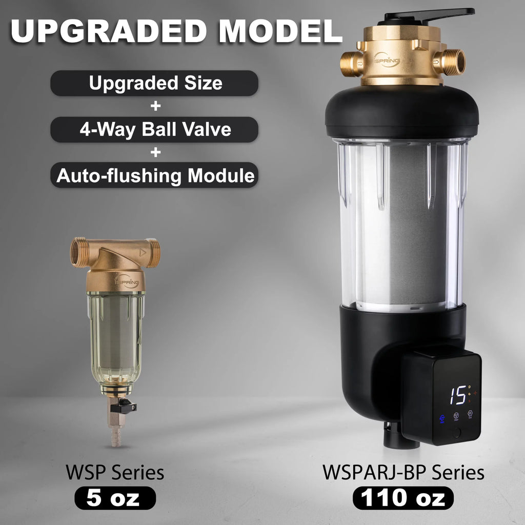 and Water Touch-Screen WSP500ARJ-BP Whole with Bypass, Clear 500 Upgraded Spin-Down Flushing, Prefilter, iSpring Size, House Modes, Auto Microns 4 Jumbo Reusable, Housing, Flushable Sediment Filter