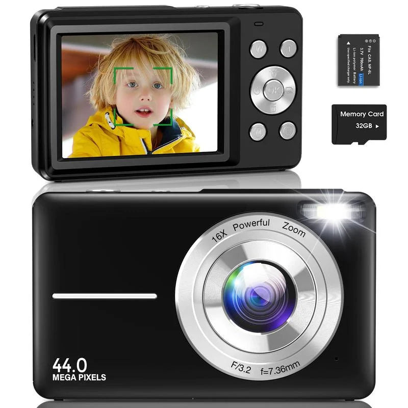Camera 16X Digital Card, 44MP Zoom Festival, Digital Day & DC403 Piece Memory Mother's Music for for Digital Multi-functional f=7.36mm), Compact Recording 32G Camera P Gift, 1 Cameras, 1080P Ff(F/3.2,