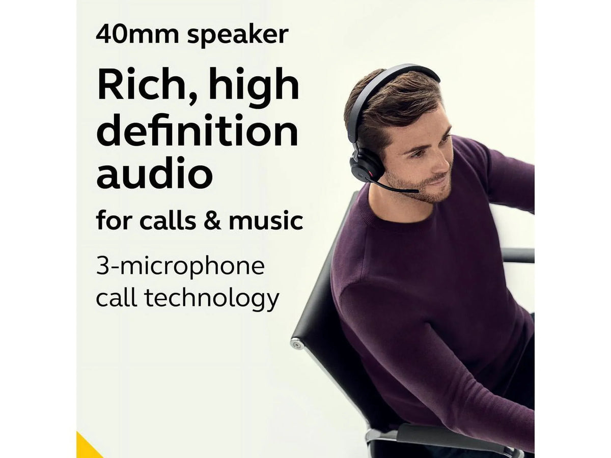 '- MS Charging Headphones Wireless Stand Evolve2 Headset with Black USB-C Mono / 65 Music Jabra