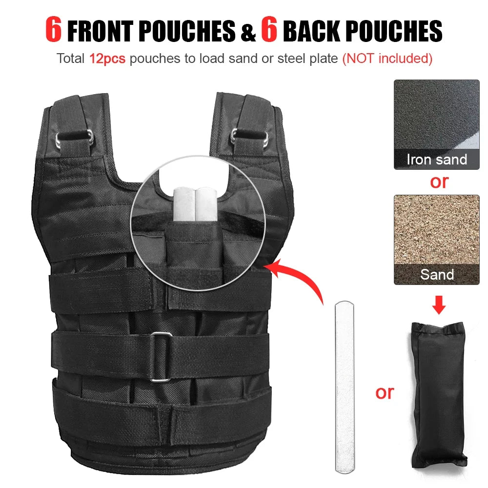 Cloth Weight Strength (Empty) Vest Exercise Weight Oxford Adjustable Training Tomfoto Weighted Max Loading 50kg Loading Jacket