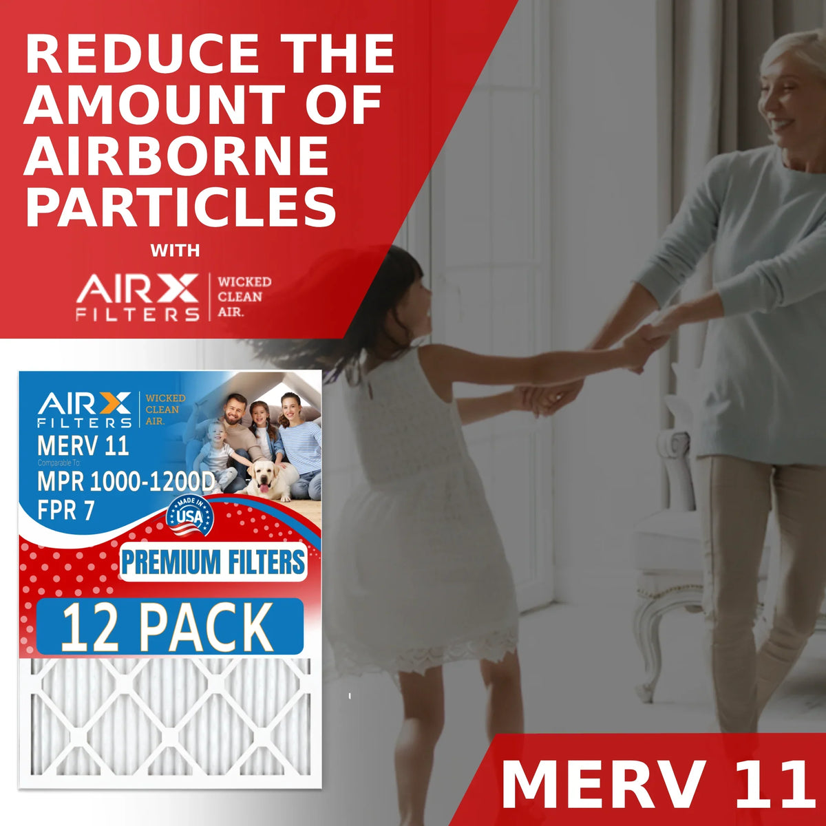 Pack of Rating, & Filter AIRX WICKED 11 Air 7 Comparable 1000, in to - Furnace FPR 1200 CLEAN MERV USA 16x20x1 MPR Made AIR. Filters by 12 FILTERS MPR