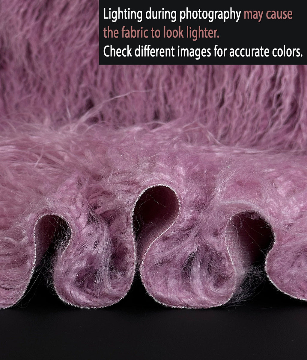 Continuous FUR Faux (Dusty 3.5" Cosplay LONG Per Yarn Pile Fake Yard 2.3oz Sold Japanese Craft, Yak Retardant Sewing CURLY Yard / 58" Wide by Fire Rose)