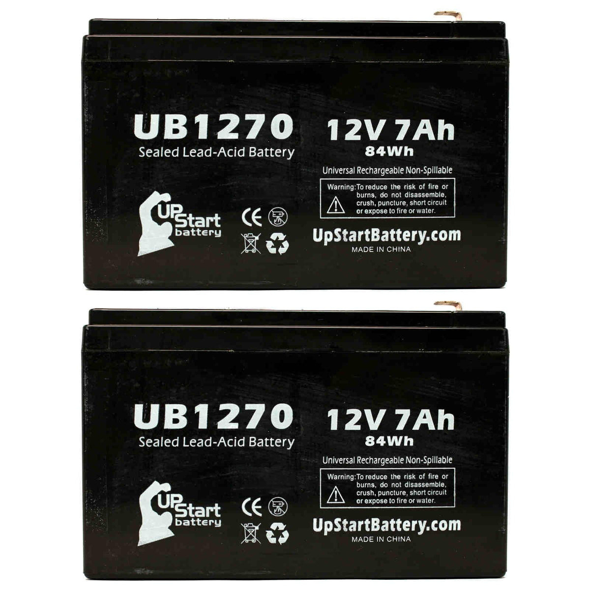 Adapters Battery Acid SLA) 4 Battery Includes 7Ah, F2 F1 7000mAh, Pack - UB1270 Sealed - Replacement Upsonic AGM, Lead - F1 Terminal Compatible PCM200VR to Terminal, Universal (12V, 2x