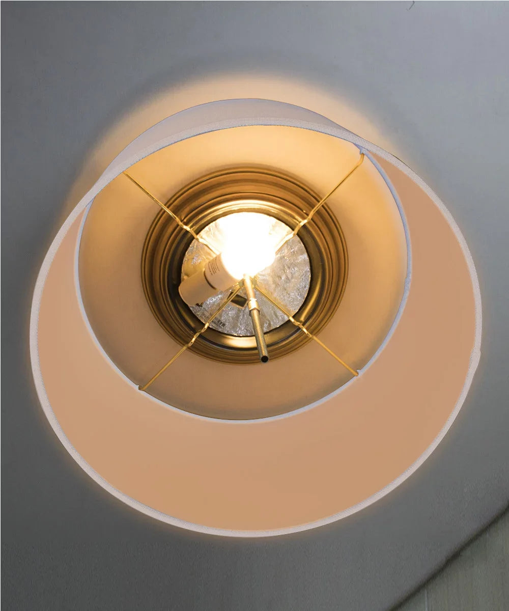 Flush Mount Moderne Lampshade Hardback White Drum Conversion Kit 14"w