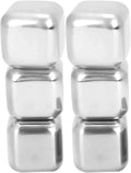 Chilling Vodka Red Stone Drinks(6Pcs) Stainless Rocks Bar Cubes Steel Cubes Scotch Beverage Reusable Ice Wine for Beer Whiskey Ice Balls Ice Metal Sphere