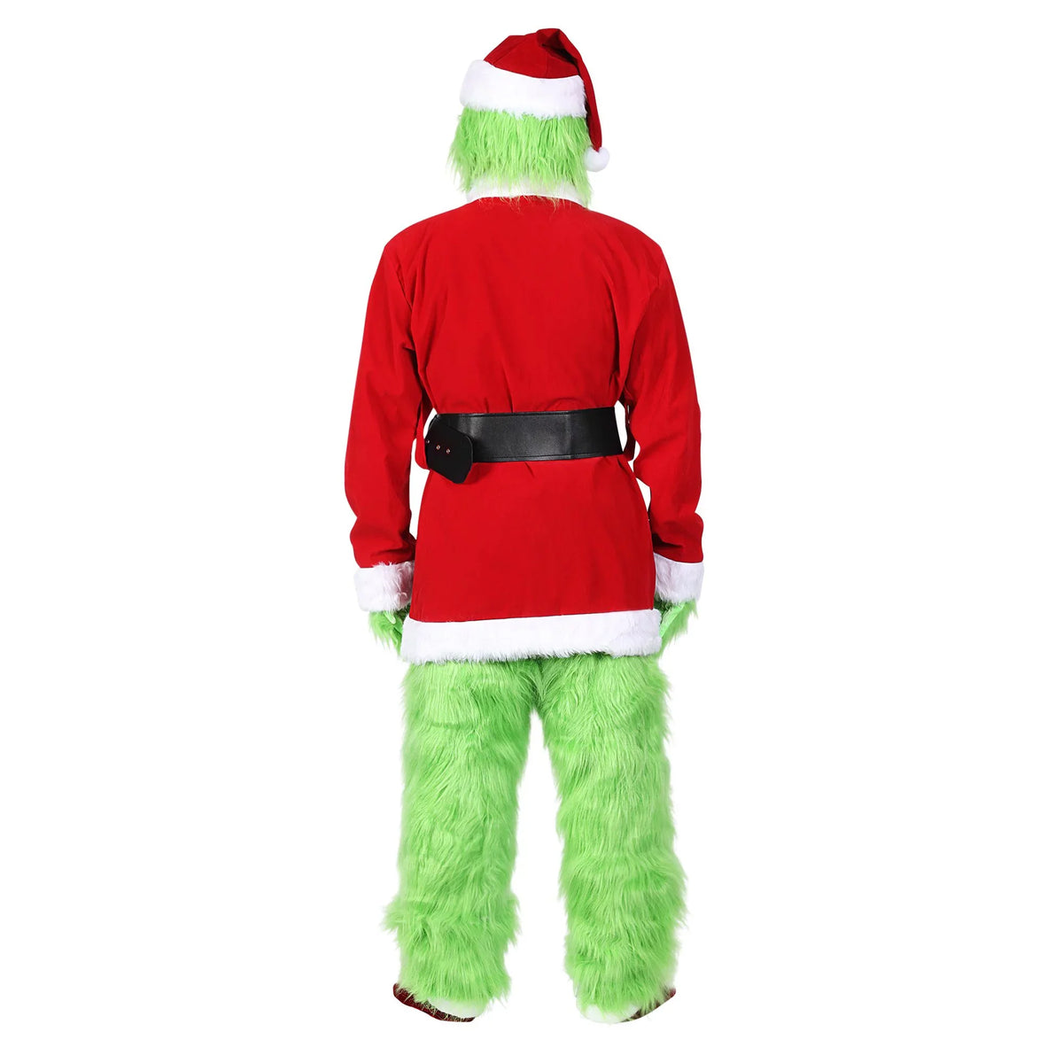 Xmas Halloween Green Furry Monster Men -XXL Set Santa Outfit Big Costume Adult Suit Christmas Deluxe Holiday for 7PCS