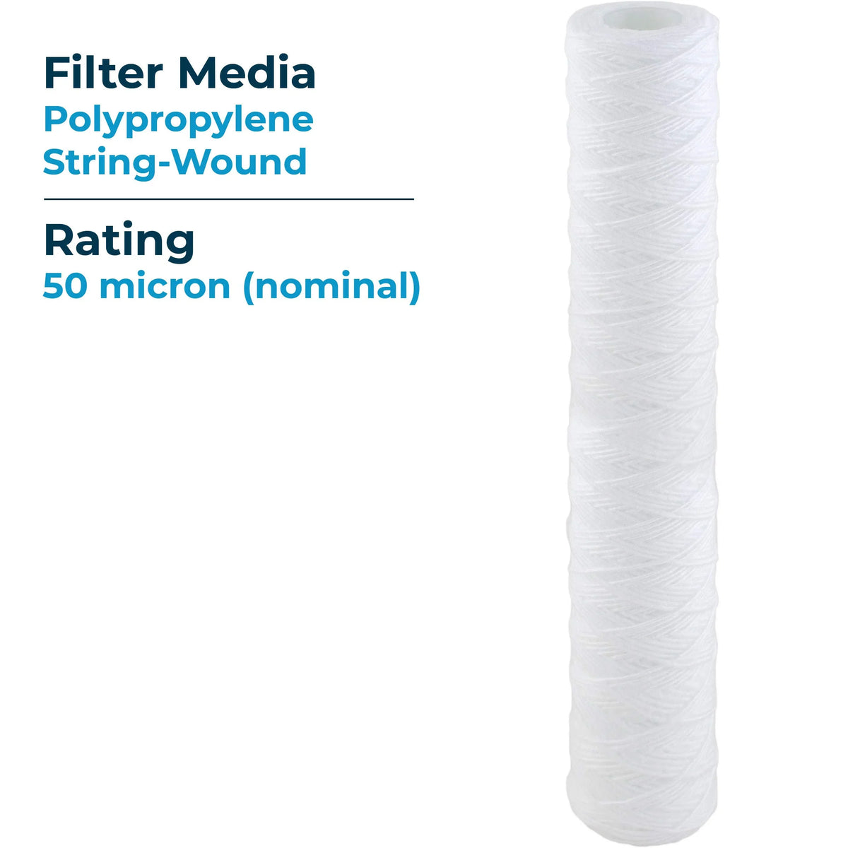 20x2.5 Micron Water String-Wound SpiroPure 20) Cartridge SP-CW50-20 50 SWC-25-2050 Filter Sediment of Polypropylene (Case