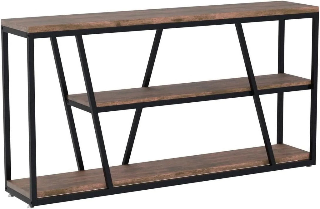 with H, 11.8" Entryway W Table, 3-Tier 59.1" Industrial Sofa Rustic Brown Entryway, Table x Storage Hallway, for with L Room, x 31.5" Shelves, Living Console Table