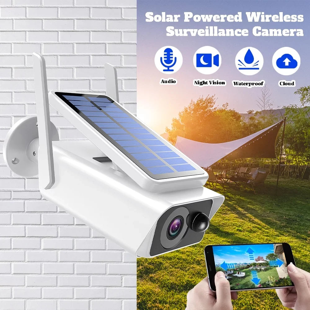 Wireless with Security Night Detection, Solar Talk, PIR Outdoor Panel, Security 2-Way Outdoor, Solar Vision,Waterproof, Cameras Camera White DFITO