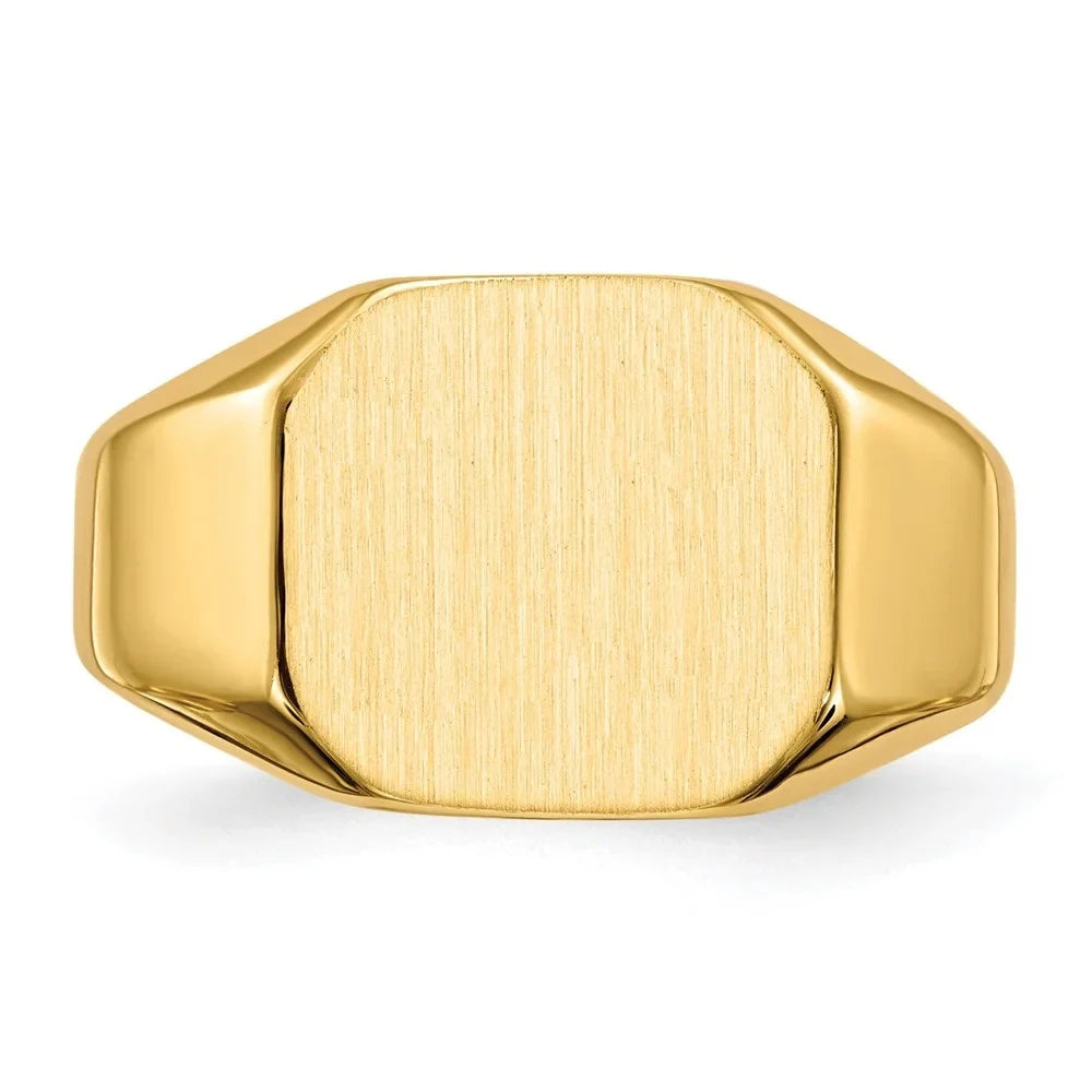 8 12.5x11.0 Mens mm Ring Gold Signet for Closed Yellow Back Size Auriga 14K