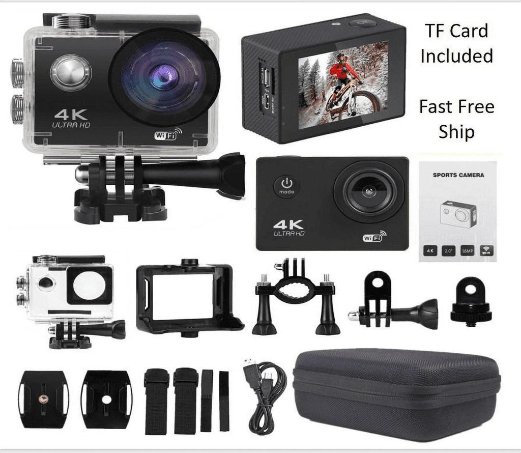 Waterproof, Card, Camera Under 1080P Included HD Action TF Case Camera Carry Battery, Sports 30M