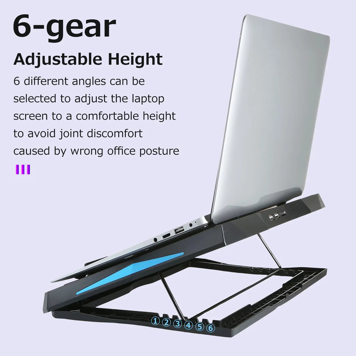 Viewing Low Stand, Cooler Noise Andoer Dissipation Efficient Fans Angle and Laptop for Comfortable 6 Heat
