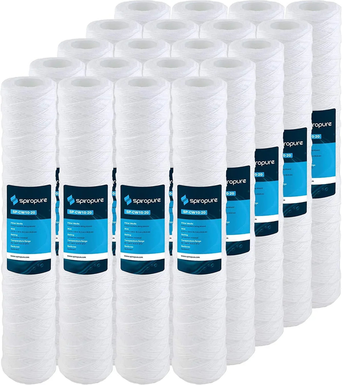 20x2.5 Micron Water String-Wound SpiroPure 20) Cartridge SP-CW50-20 50 SWC-25-2050 Filter Sediment of Polypropylene (Case